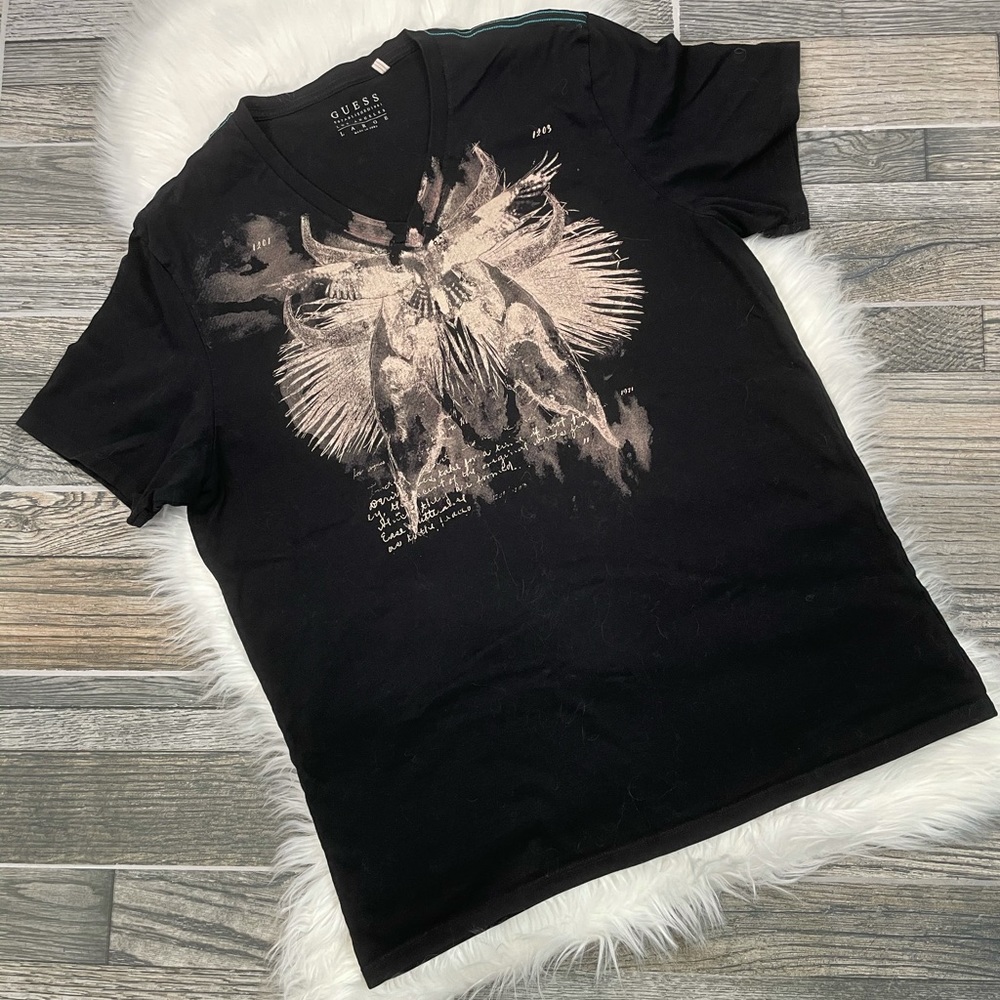 Guess Graphic Black Short Sleeve Shirt